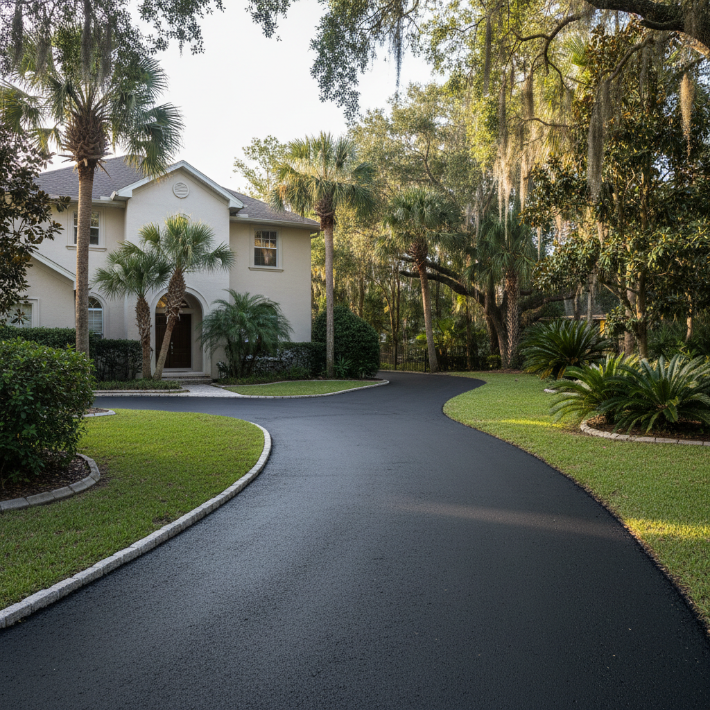 Completed residential asphalt work at a residential property in Jacksonville, FL