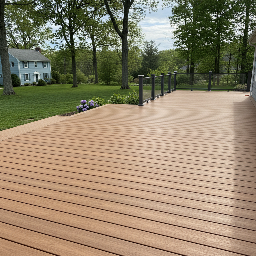 Completed trex decks work at a residential property in New Haven, CT