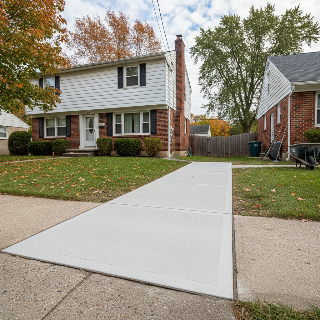 Completed concrete repair work at a residential property in Manchester, CT