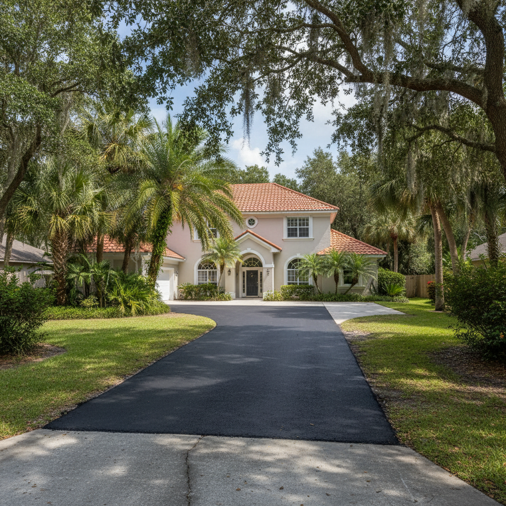 Completed asphalt repair work at a residential property in Jacksonville, FL