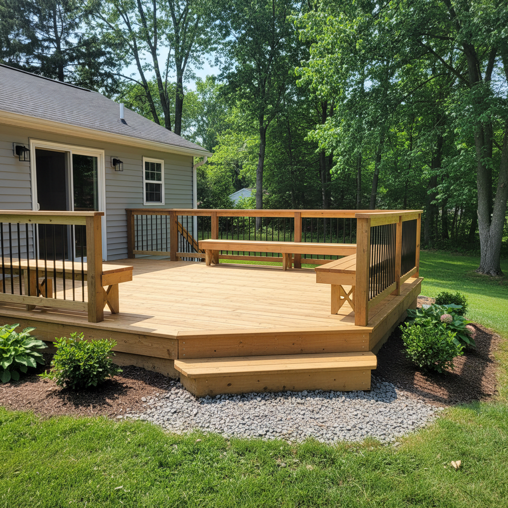 Completed deck repair work at a residential property in Manchester, CT