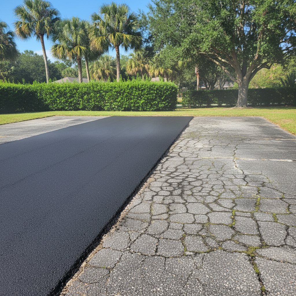 Completed asphalt patching work at a residential property in Jacksonville, FL