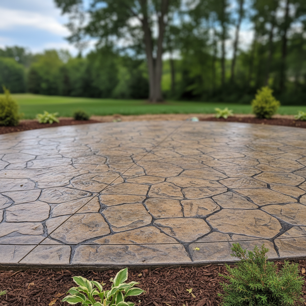 Completed decorative concrete work at a residential property in Manchester, CT