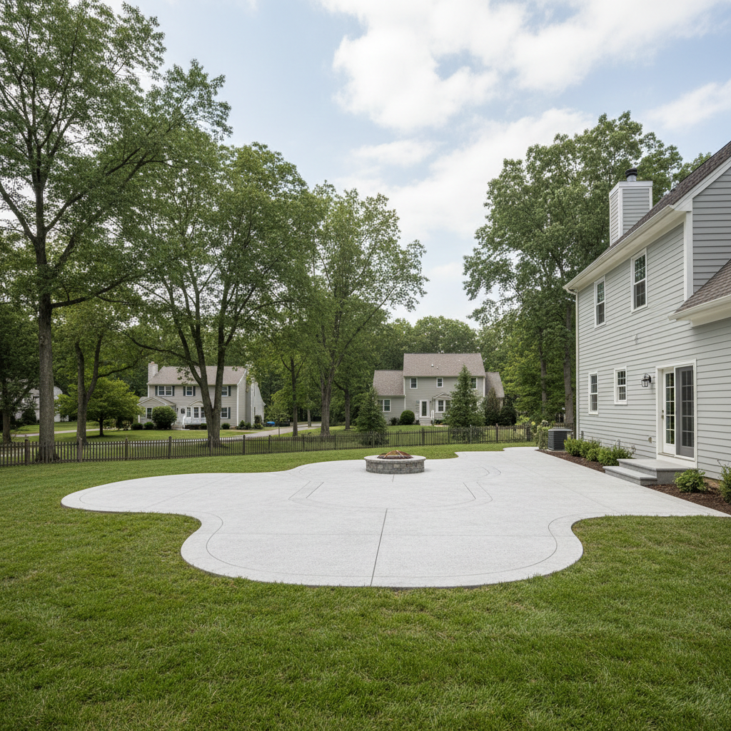 Completed concrete patios work at a residential property in Hartford, CT