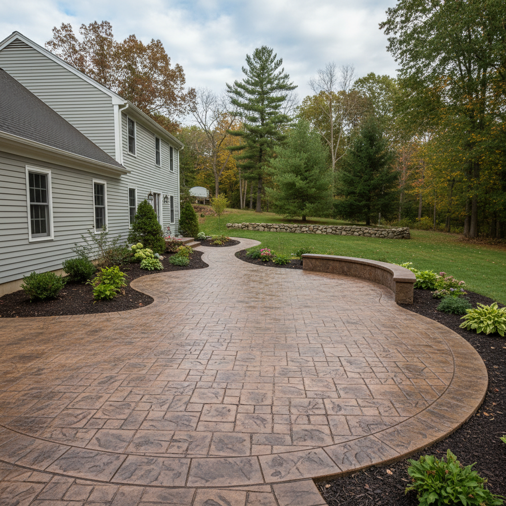 Completed decorative concrete work at a residential property in Hartford, CT