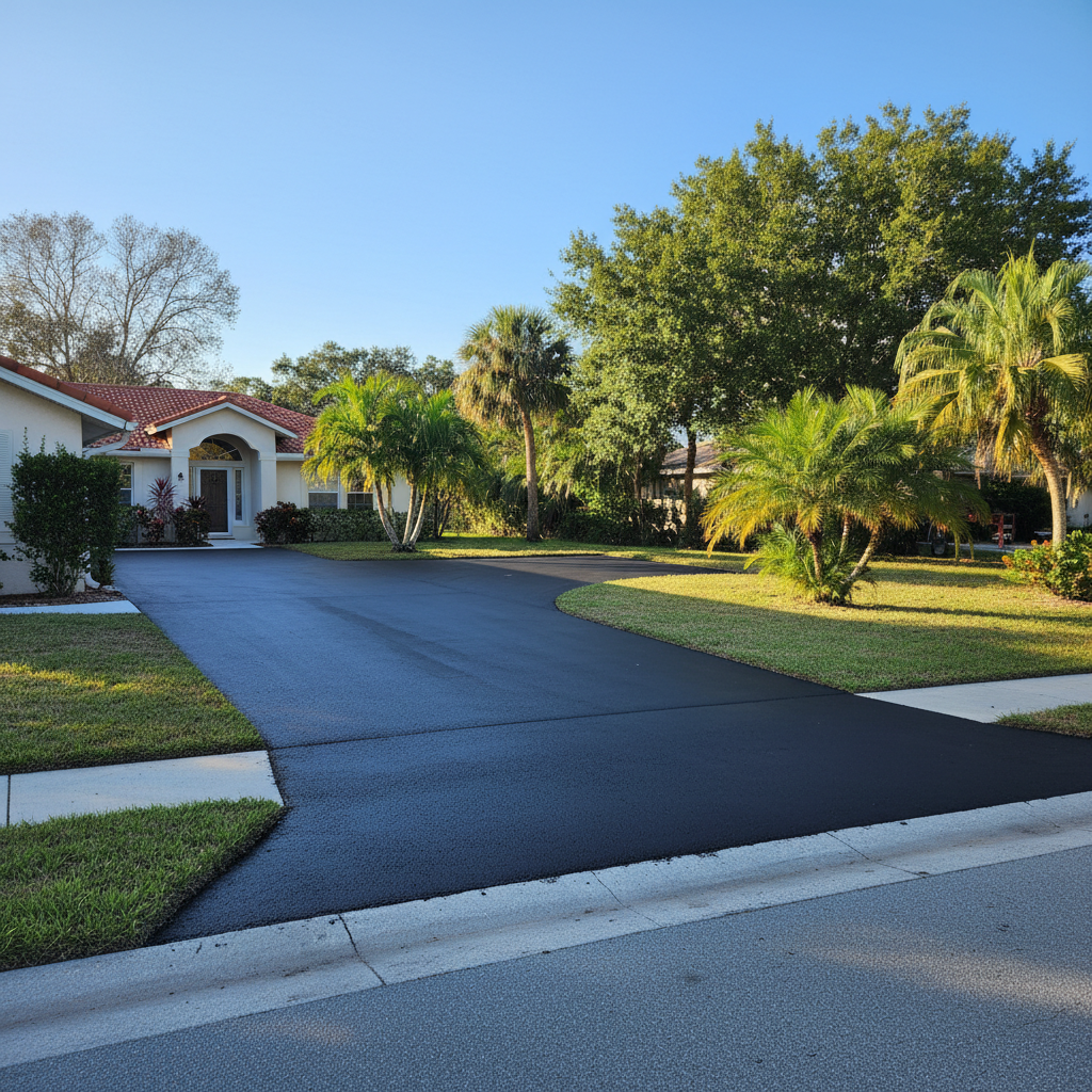 Completed asphalt milling work at a residential property in St James City, FL