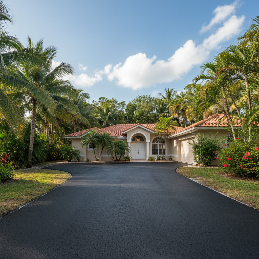 Completed driveway paving work at a residential property in St James City, FL