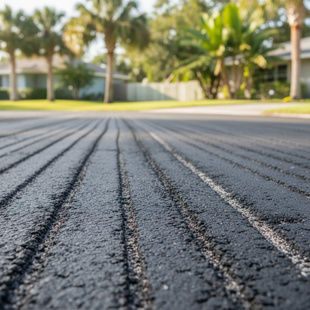 Completed asphalt milling work at a residential property in Daytona Beach, FL