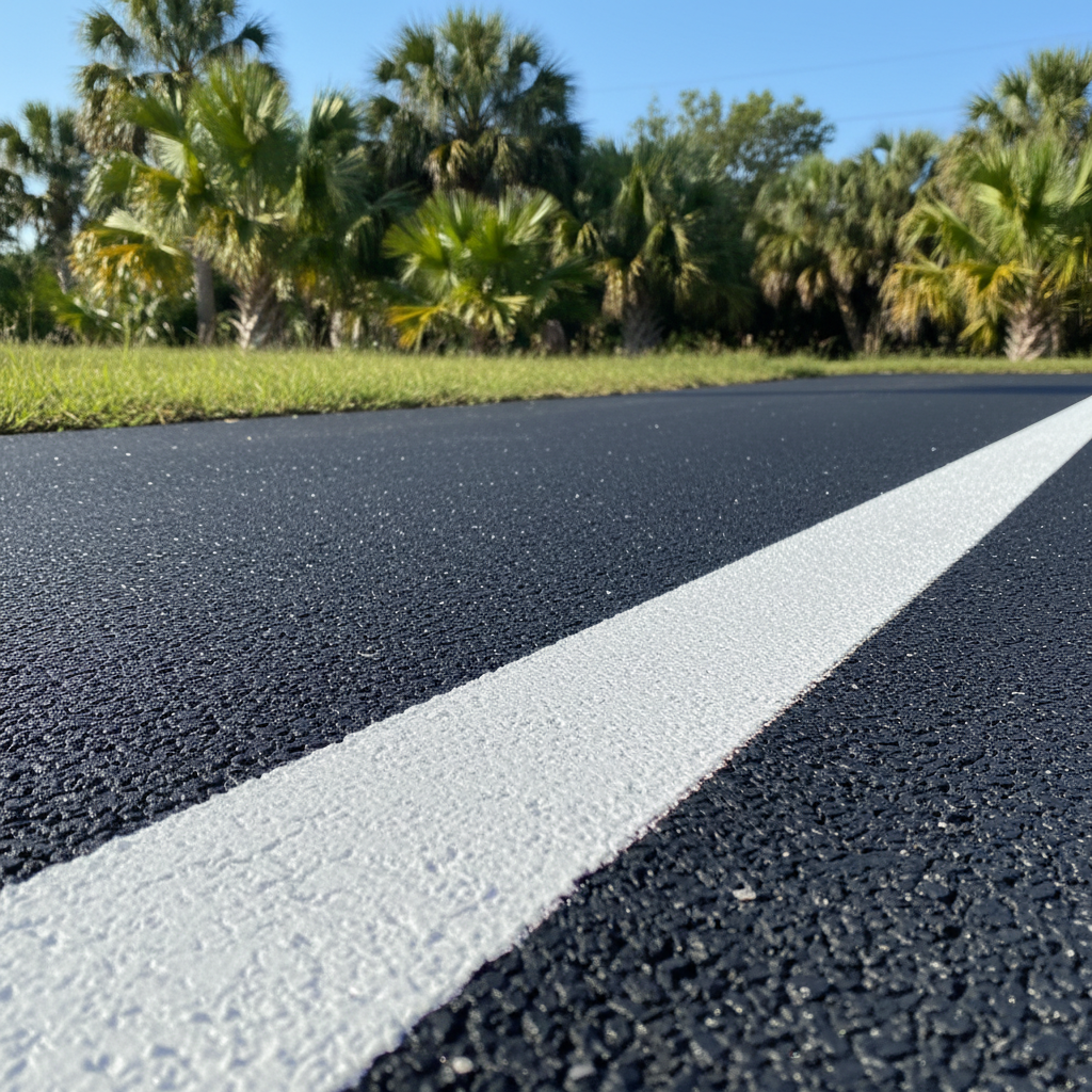 Completed asphalt striping work at a residential property in St James City, FL