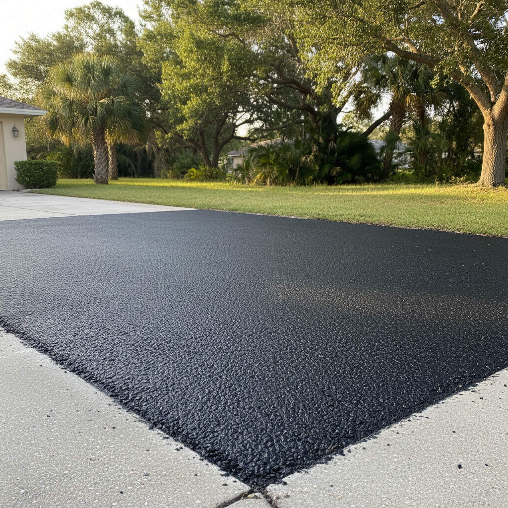 Completed asphalt patching work at a residential property in NEW PRT RCHY, FL