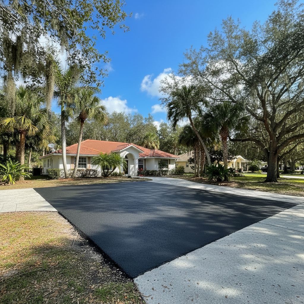 Completed asphalt repair work at a residential property in NEW PRT RCHY, FL