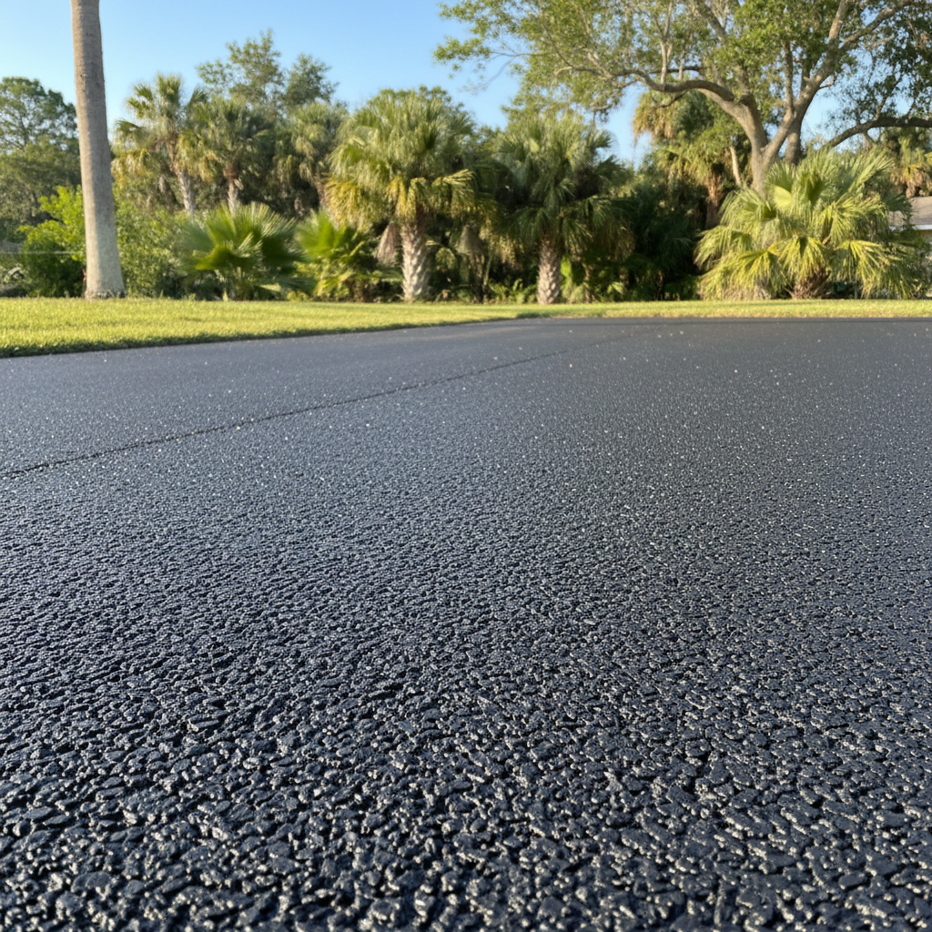 Completed parking lot paving work at a residential property in Jacksonville, FL