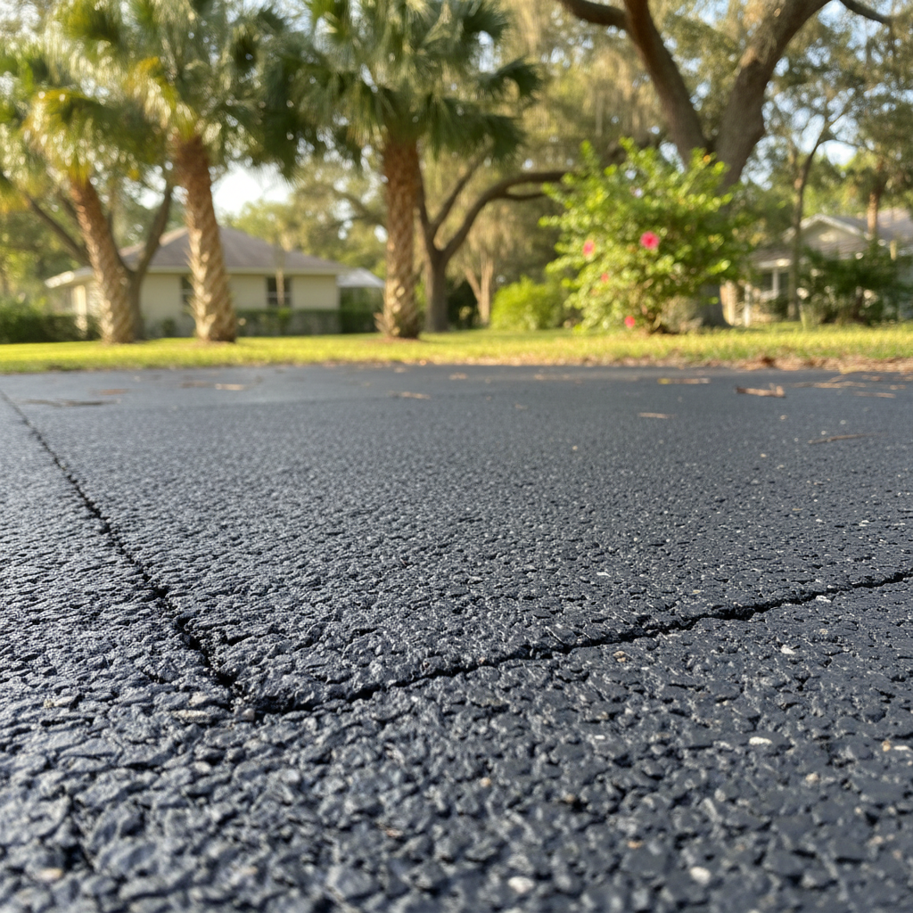 Completed asphalt repair work at a residential property in Jacksonville, FL
