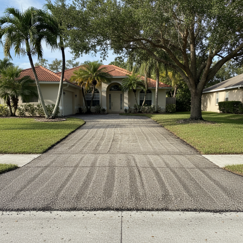Completed asphalt milling work at a residential property in Daytona Beach, FL