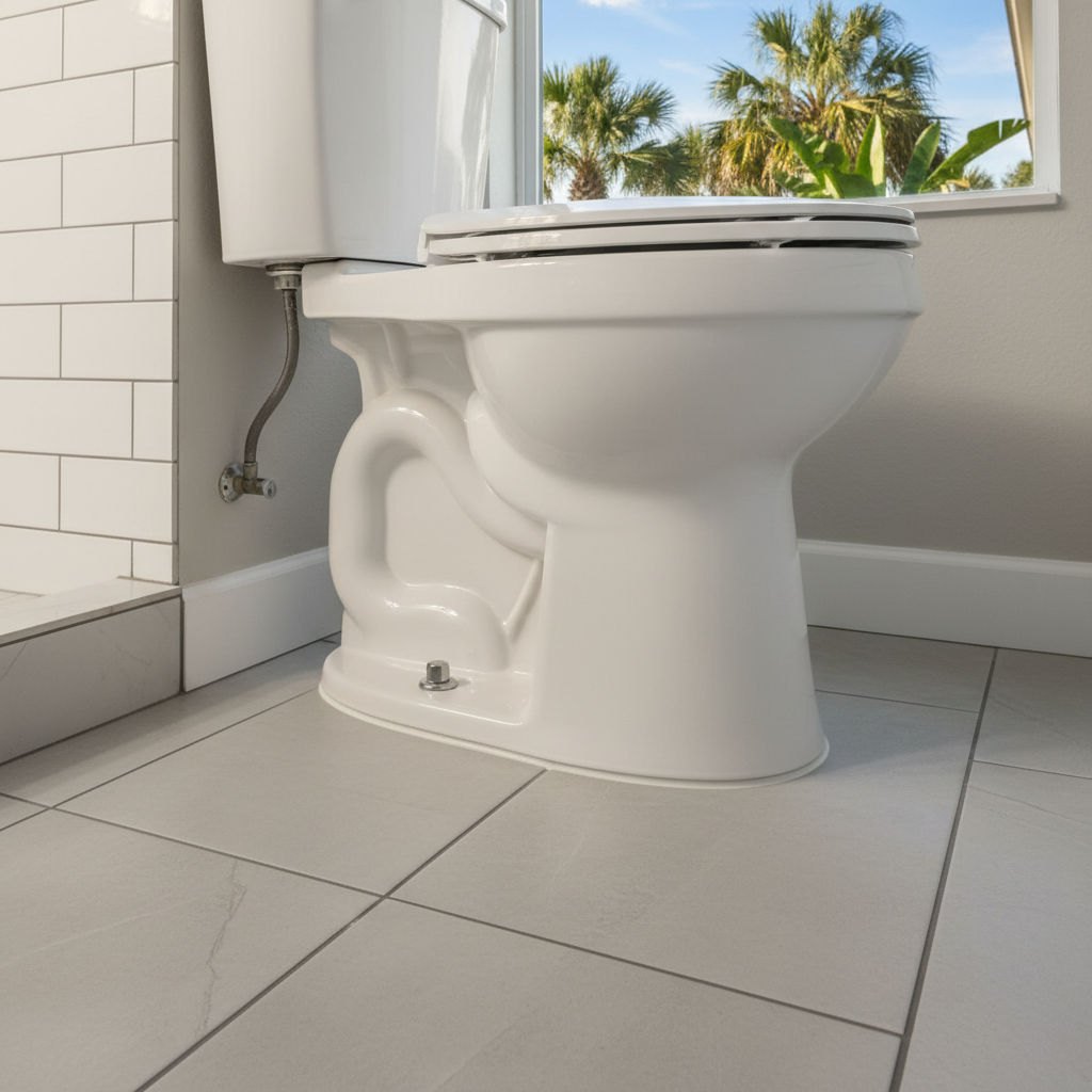 Completed toilet installation work at a residential property in Panama City, FL