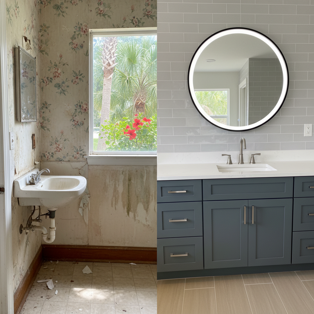 Completed vanity and sink installation work at a residential property in Panama City, FL