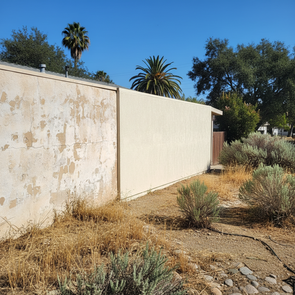 Completed stucco repair work at a residential property in Arcadia, CA