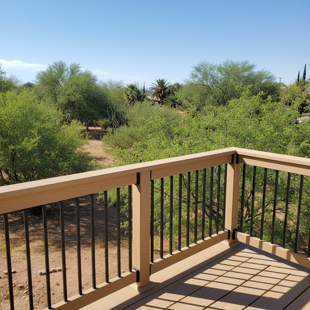 Completed deck railing installation work at a residential property in Apache Junction, AZ
