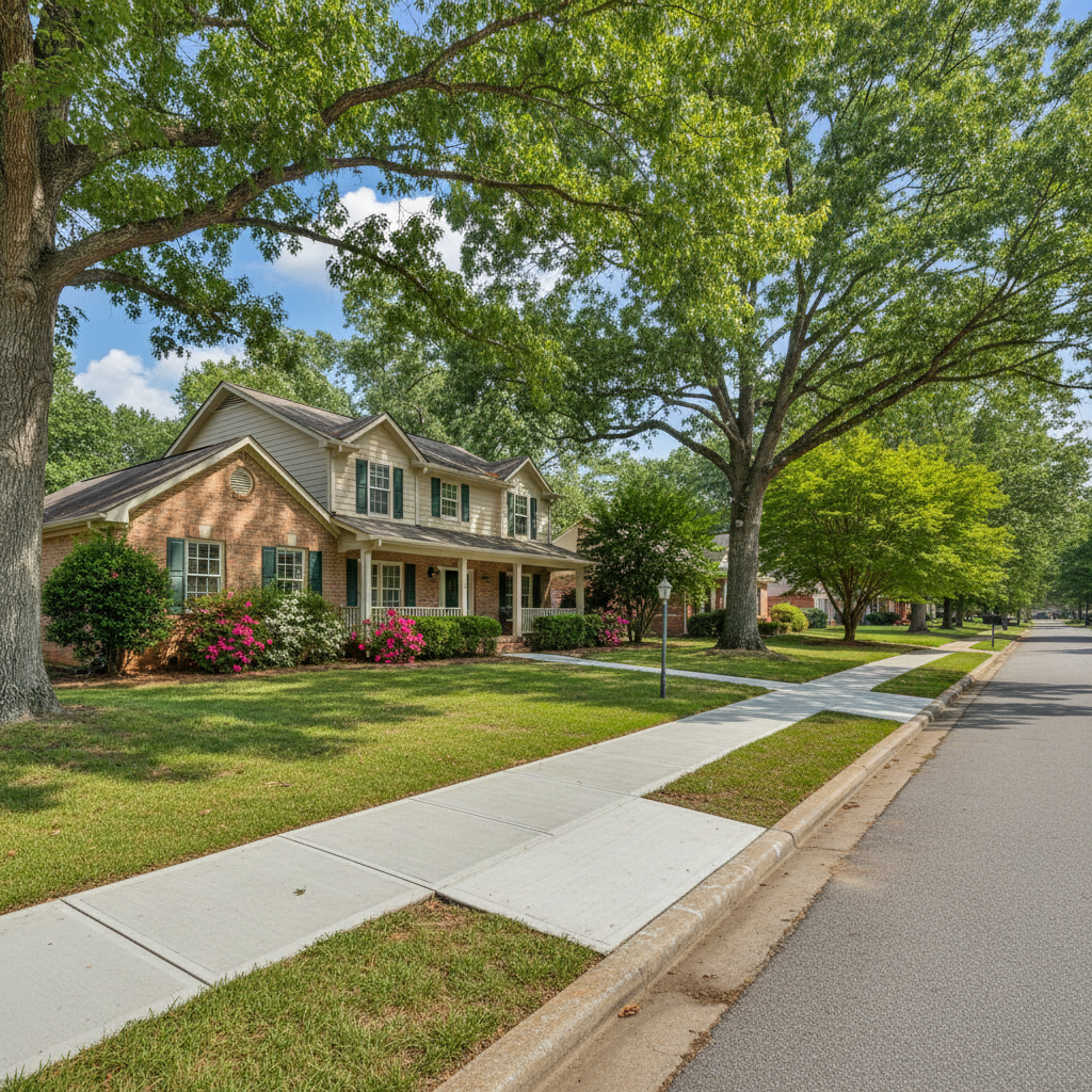 Completed concrete sidewalks work at a residential property in Birmingham, AL