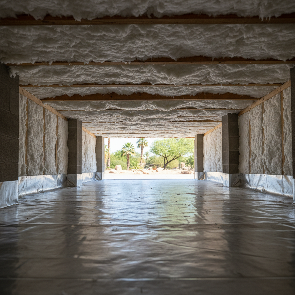 Completed crawl space insulation work at a residential property in Glendale, AZ