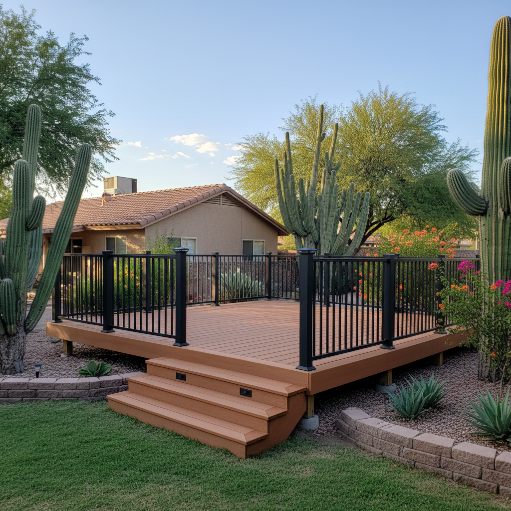 Completed deck construction work at a residential property in Chandler, AZ