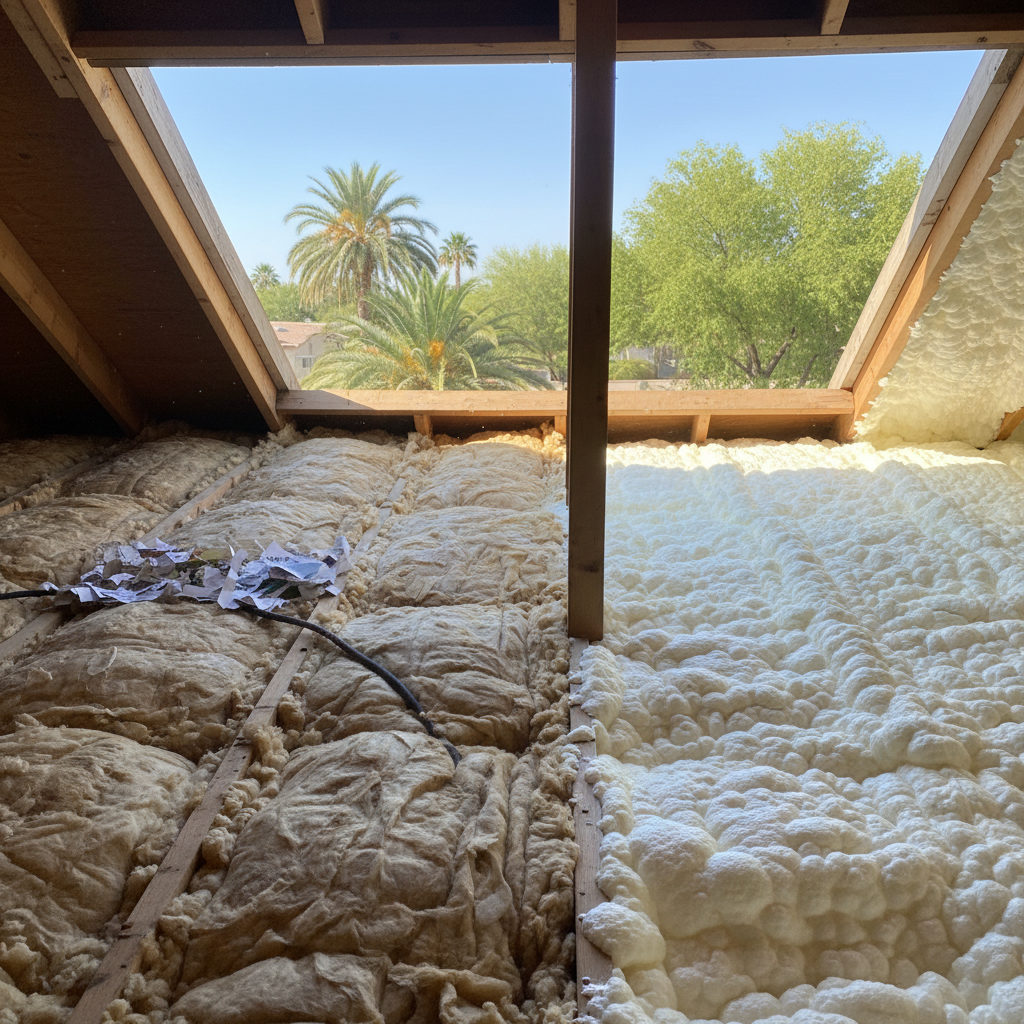 Completed open cell spray foam work at a residential property in Glendale, AZ