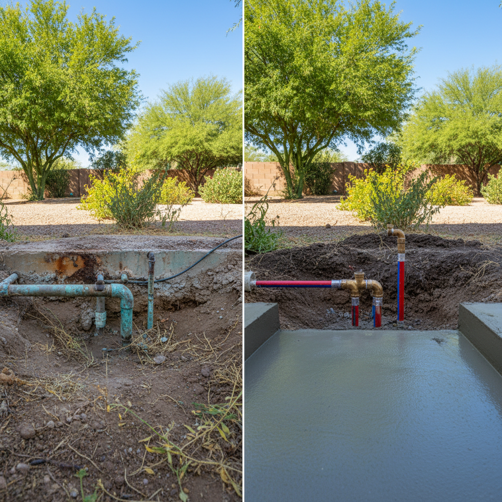 Completed pipe repair work at a residential property in Chandler, AZ