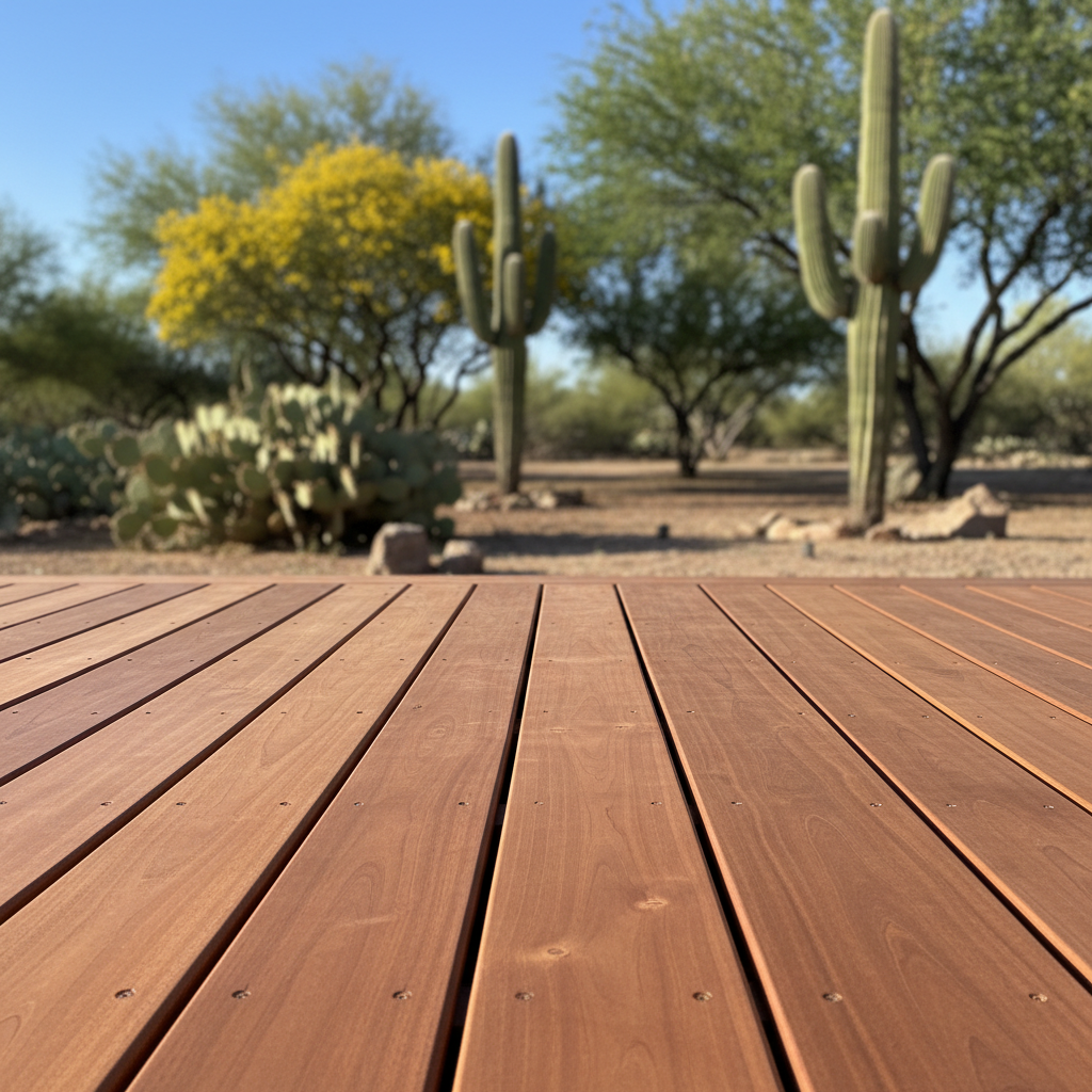 Completed wooden decks work at a residential property in Apache Junction, AZ