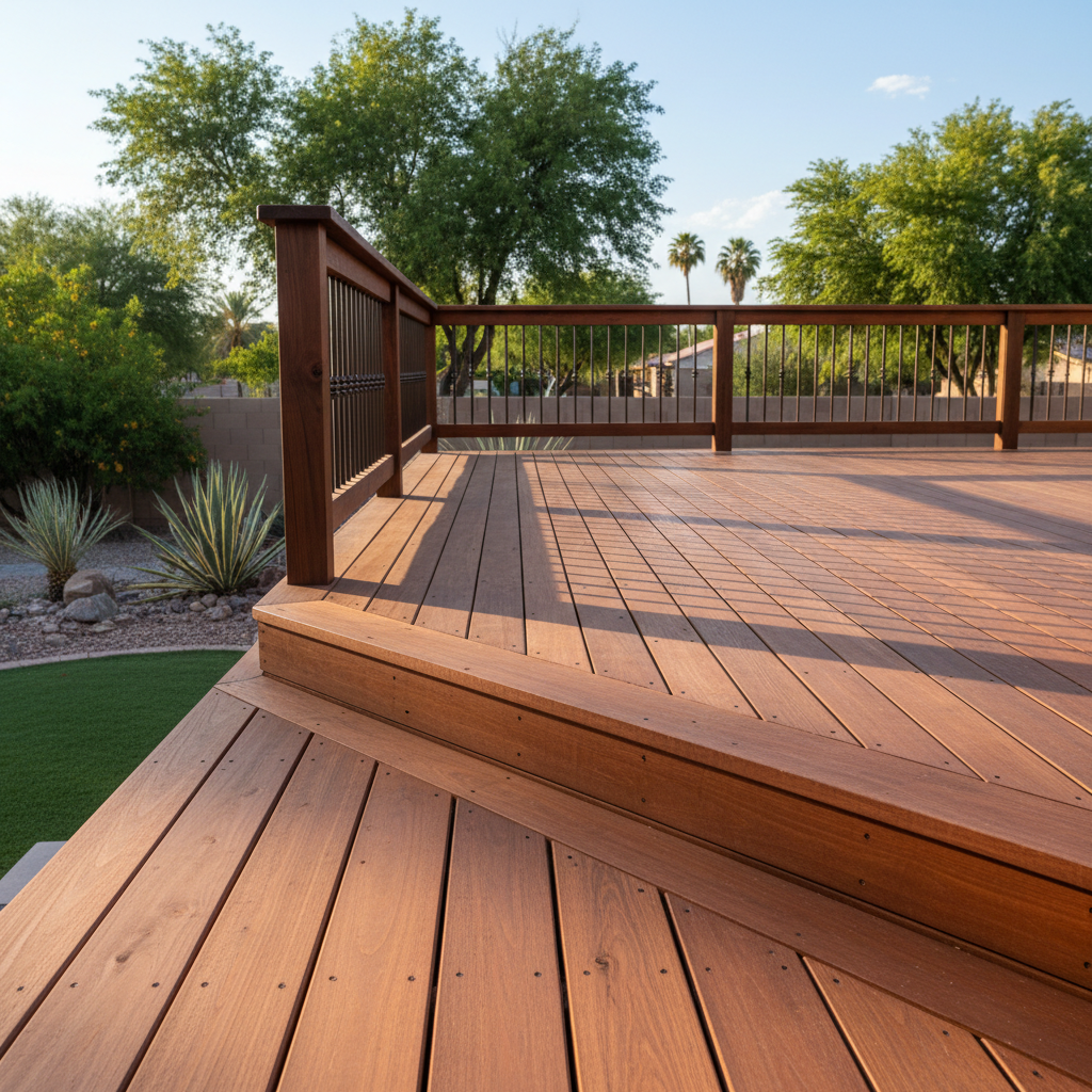 Completed deck construction work at a residential property in Chandler, AZ