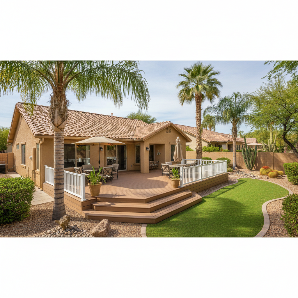 Completed composite decks work at a residential property in Chandler, AZ