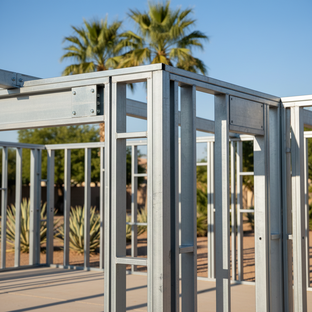 Completed steel frame erection work at a residential property in Glendale, AZ