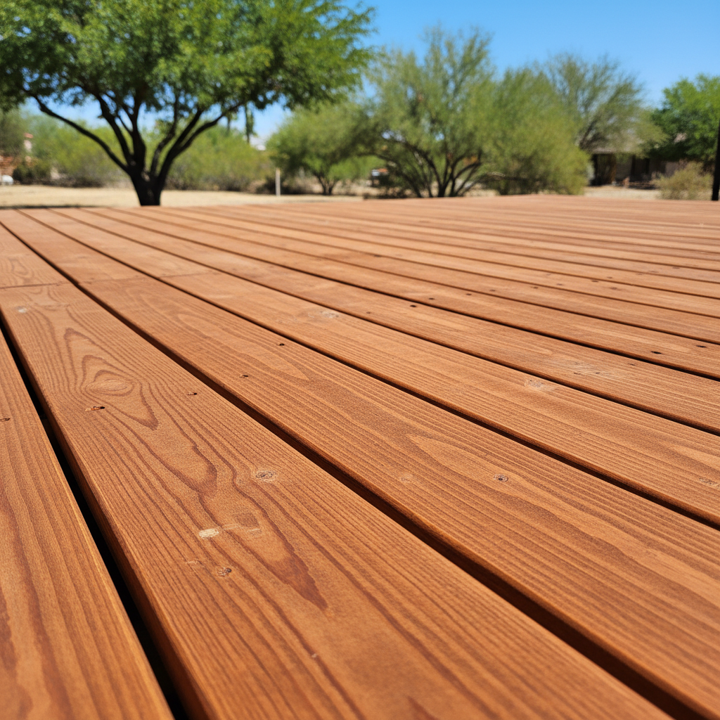 Completed wooden decks work at a residential property in Coolidge, AZ