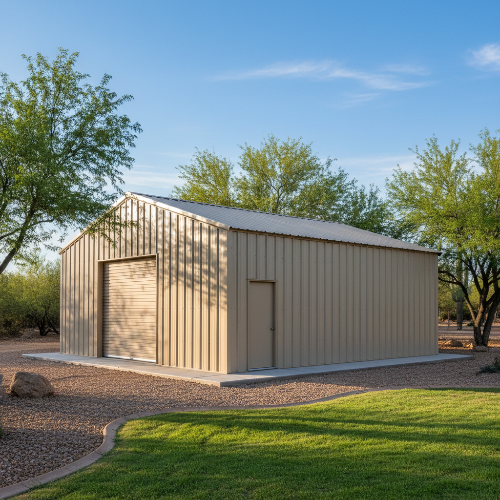 Completed metal building installation work at a residential property in Marana, AZ