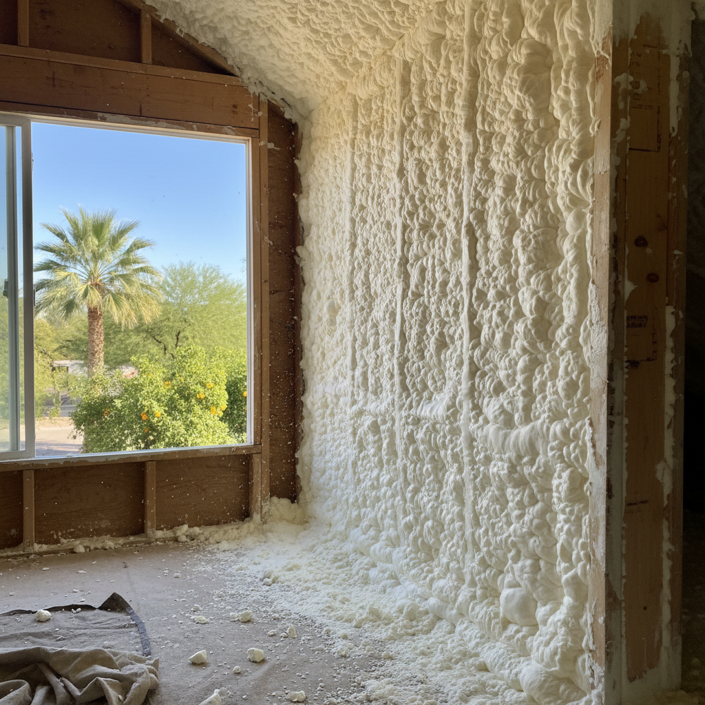 Completed open cell spray foam work at a residential property in Gilbert, AZ