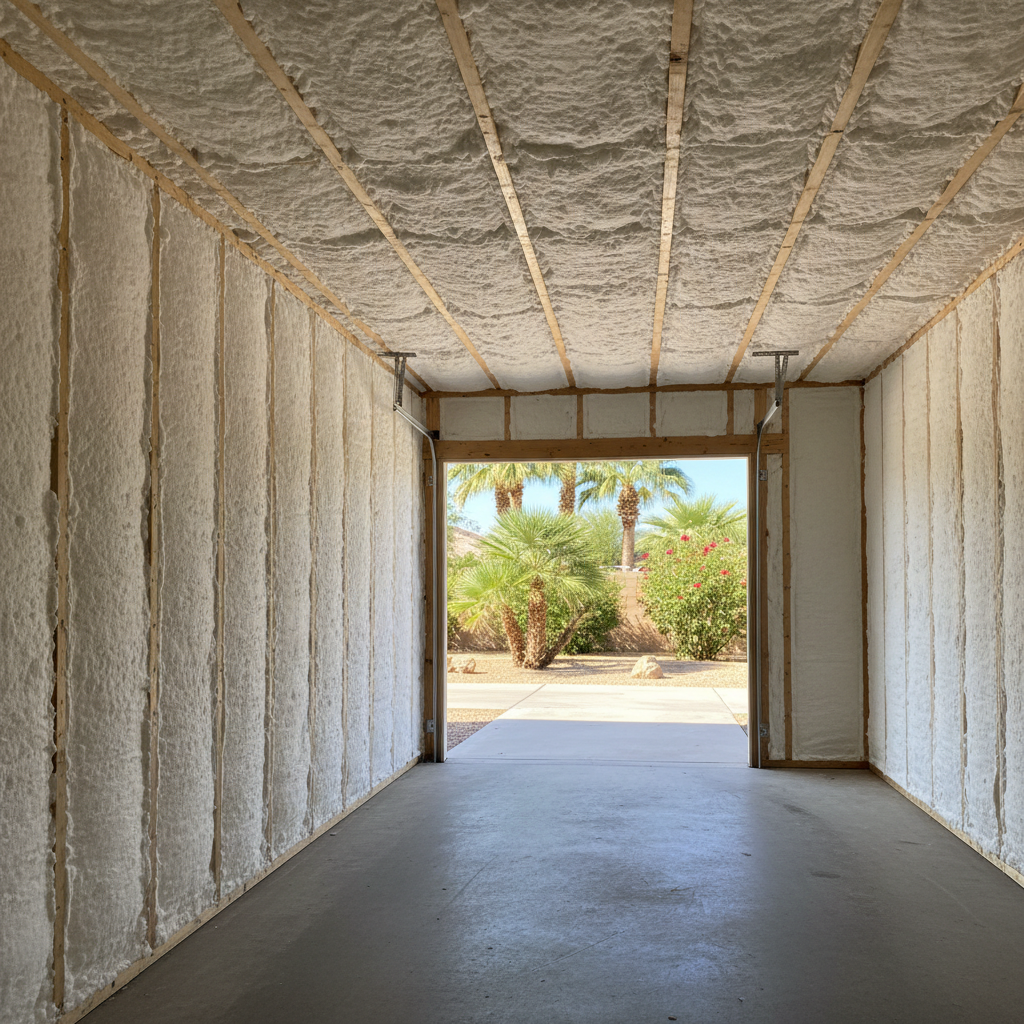 Completed garage insulation work at a residential property in Gilbert, AZ