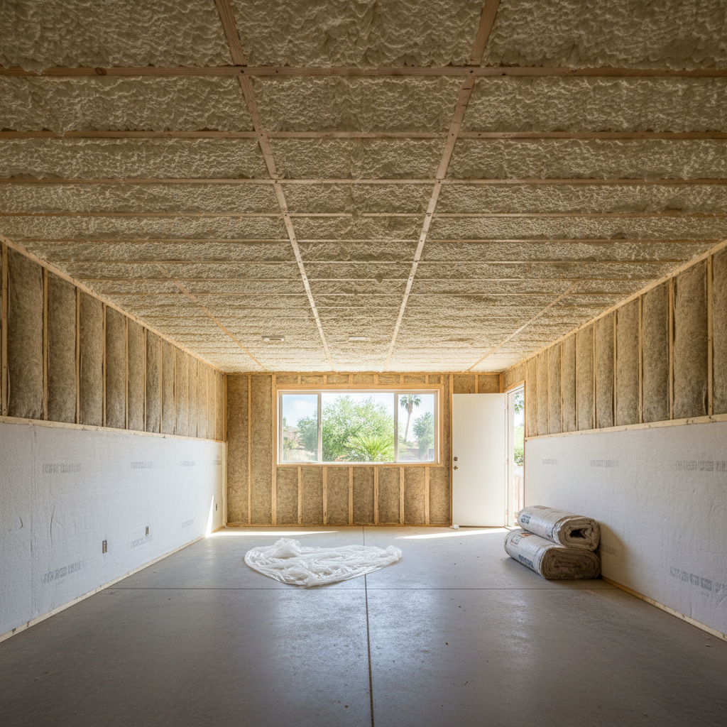 Completed basement insulation work at a residential property in Glendale, AZ