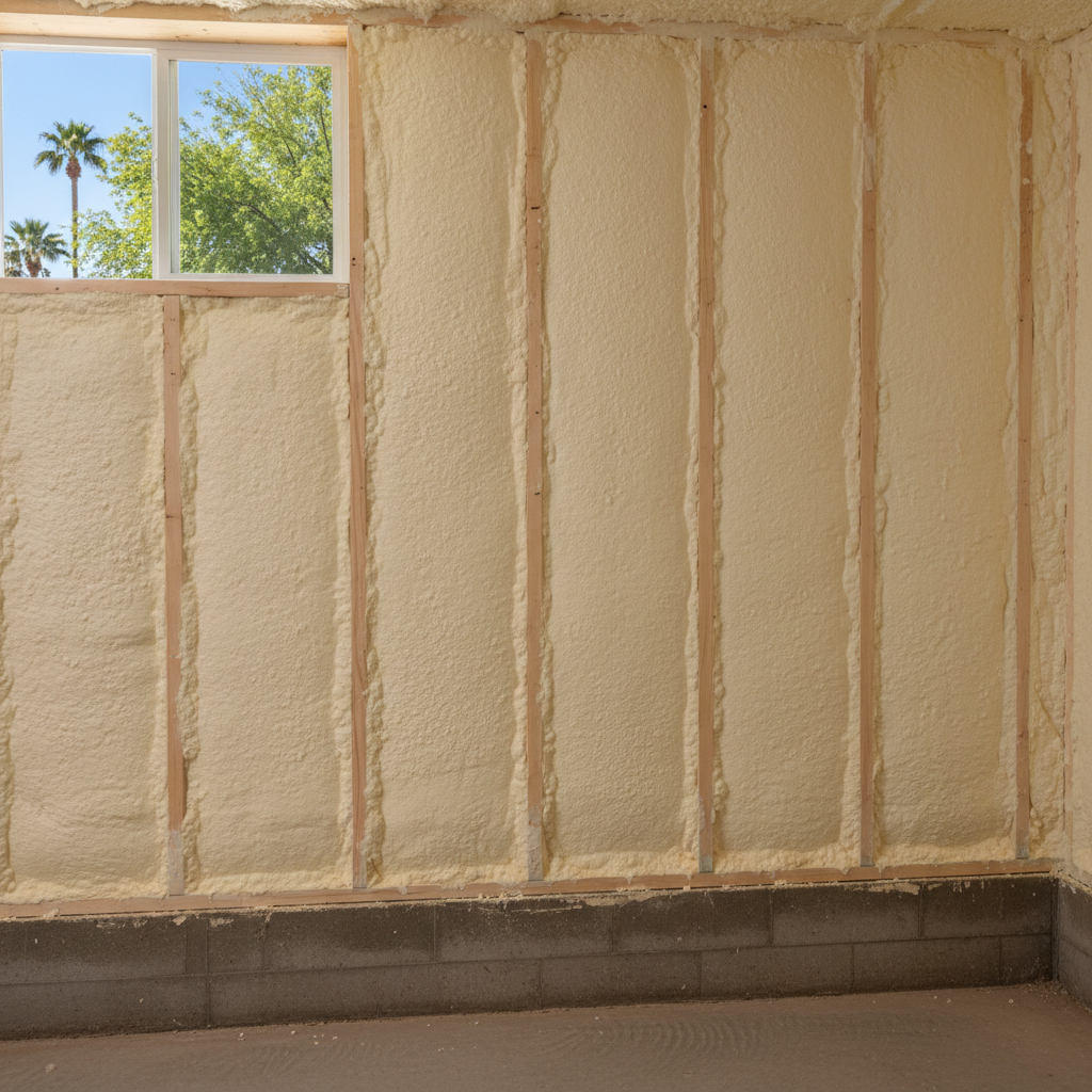 Completed basement insulation work at a residential property in Tempe, AZ