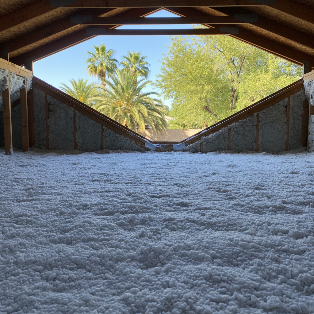 Completed blown-in insulation work at a residential property in Tempe, AZ
