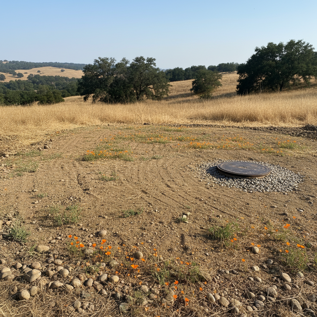 Completed septic system installation work at a residential property in Fresno, CA