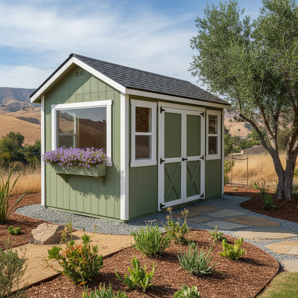 Completed garden sheds work at a residential property in Pomona, CA