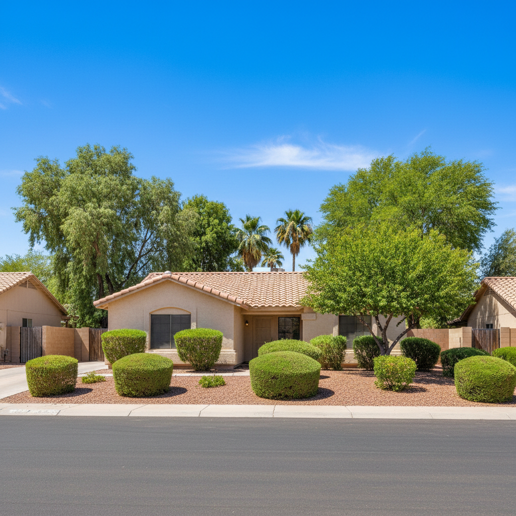 Completed shrub & bush trimming work at a residential property in Coolidge, AZ