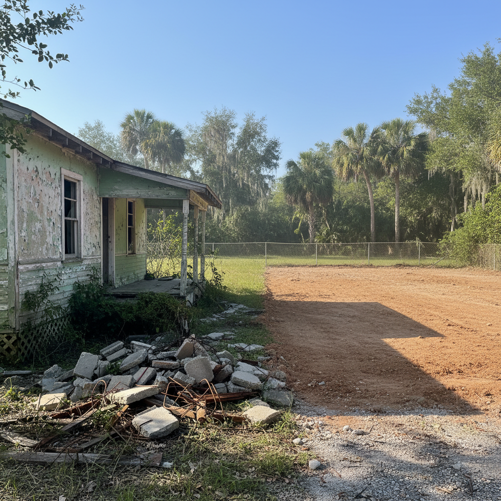 Completed full building demolition work at a residential property in Temple Terrace, FL