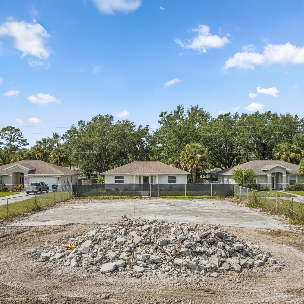 Completed structural demolition work at a residential property in Panama City, FL