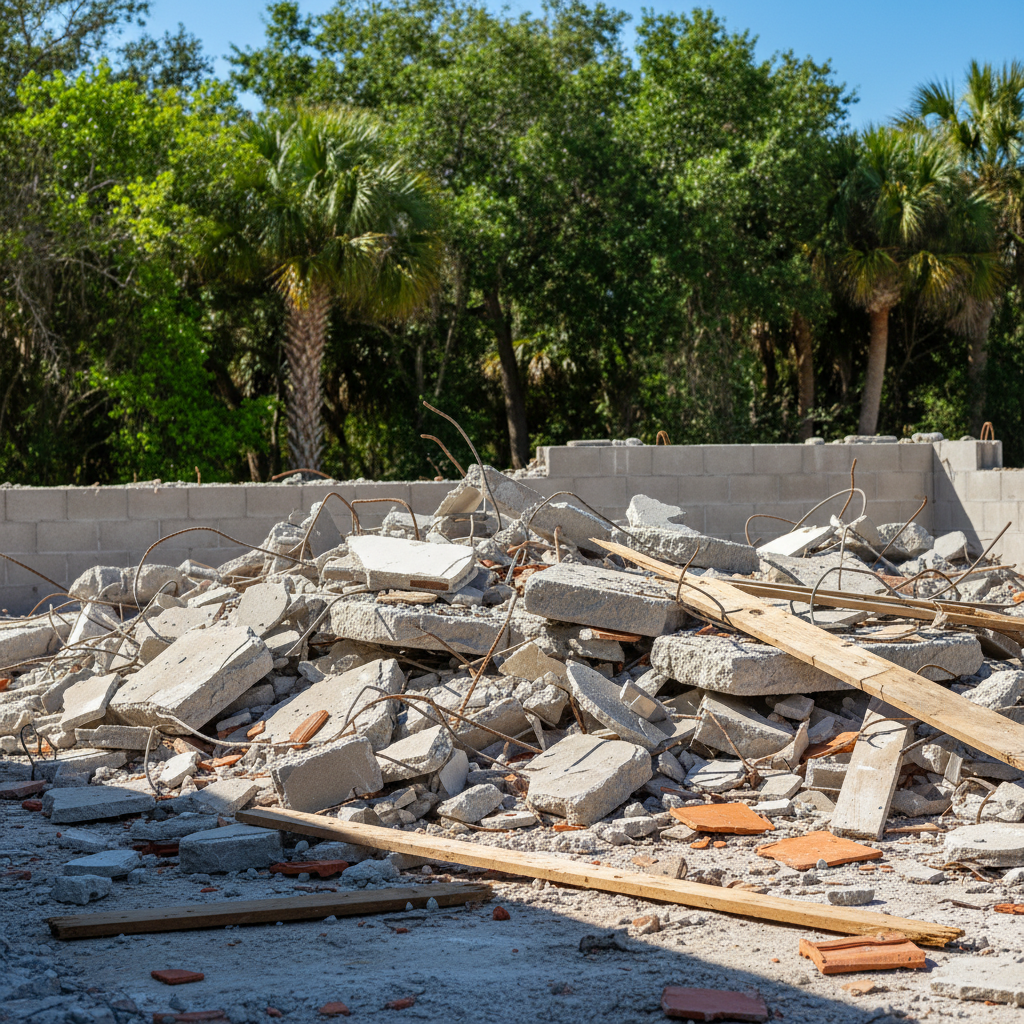 Completed structural demolition work at a residential property in Temple Terrace, FL