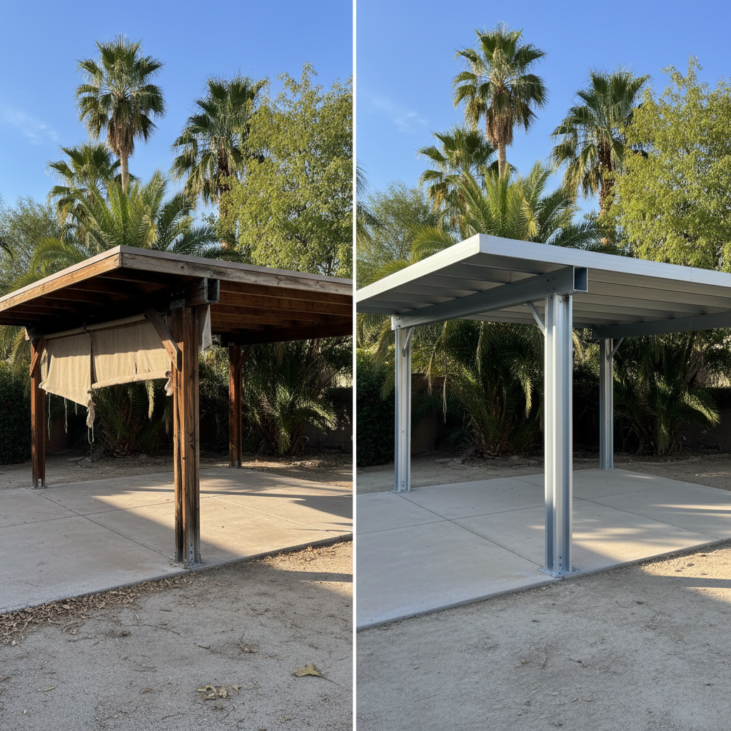 Completed steel frame erection work at a residential property in Mesa, AZ