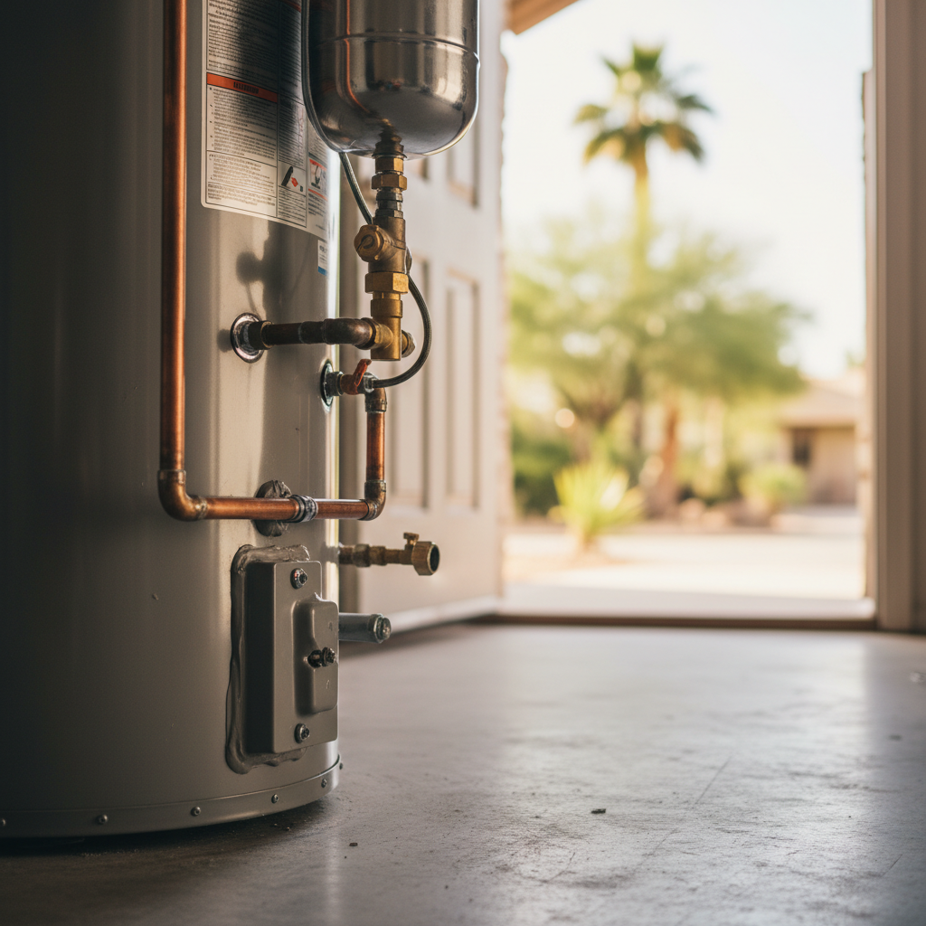 Completed water heater repair work at a residential property in Chandler, AZ