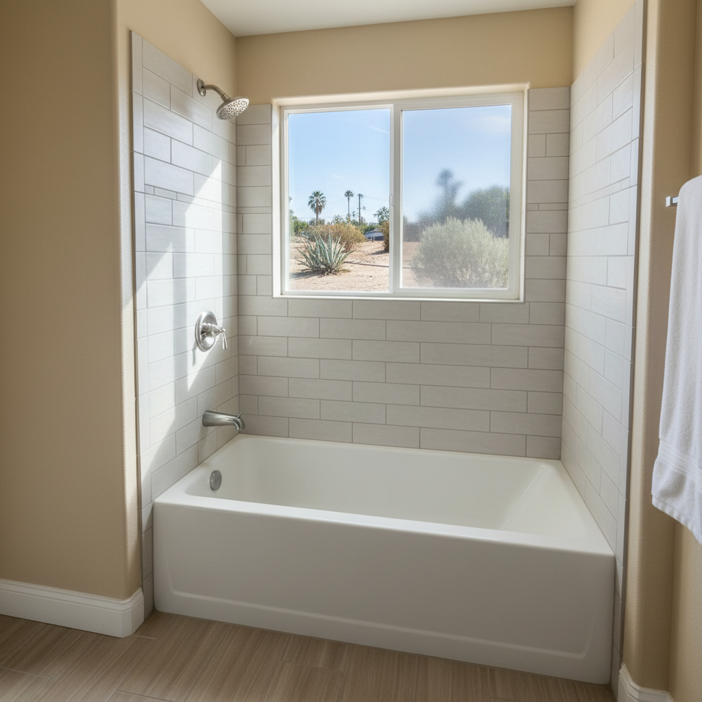 Completed bathtub replacement work at a residential property in Azusa, CA