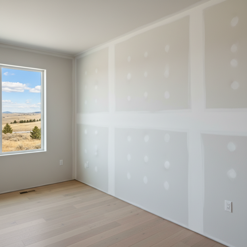 Completed drywall taping and mudding work at a residential property in Eagle, ID