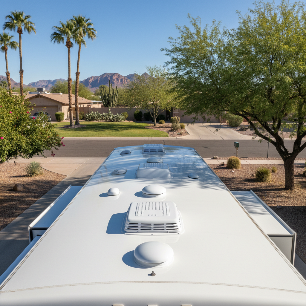 Completed roof cleaning & treatment work at a residential property in Phoenix, AZ