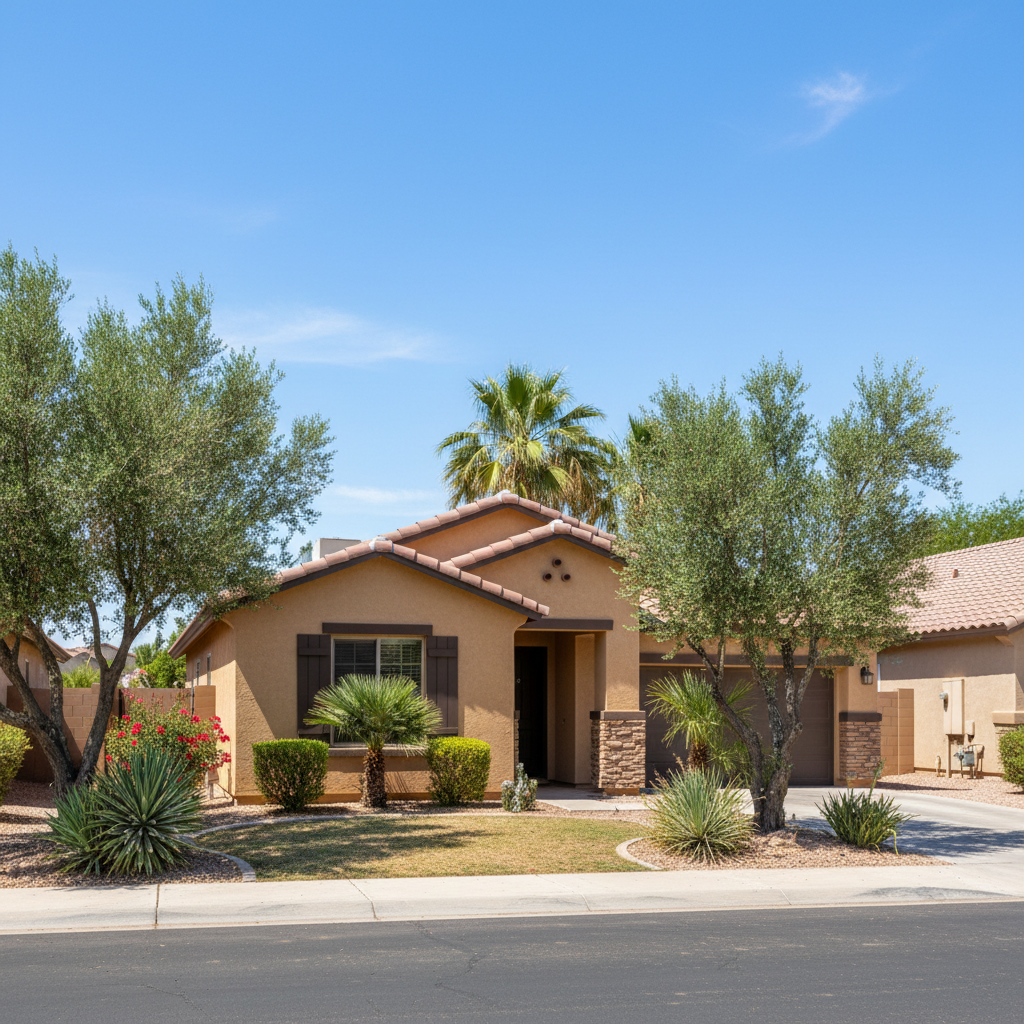 Completed stucco painting work at a residential property in Chandler, AZ